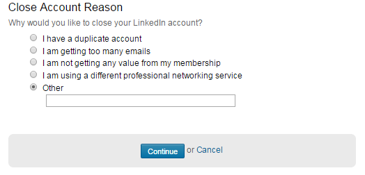 How to delete your LinkedIn account - step 3