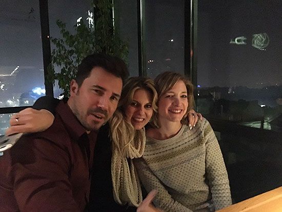 George, Amy and Keren at rooftop bar in Sofia