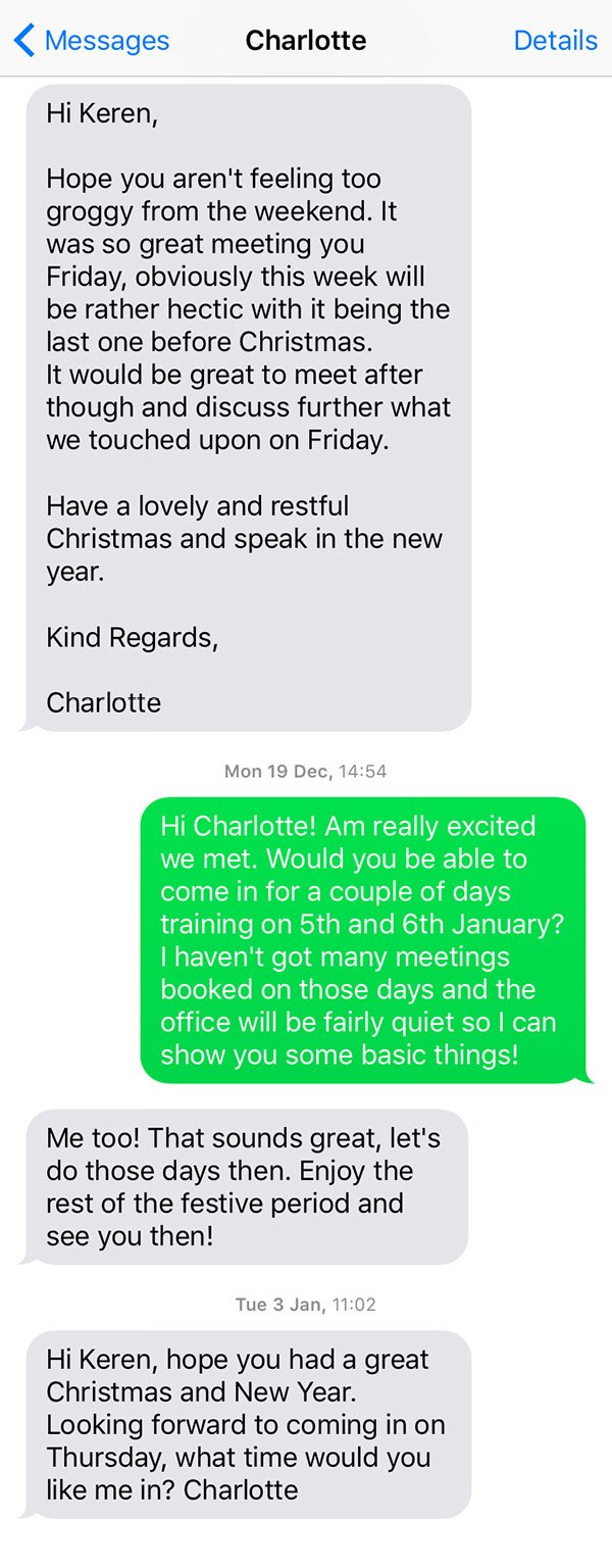 Charlotte's text message