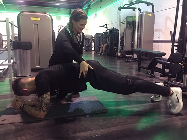 Kate Hayes training a client