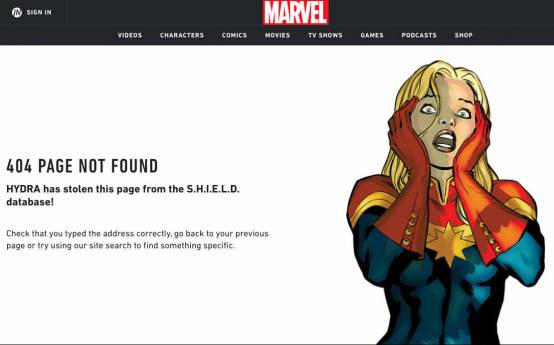 marvel 404 page