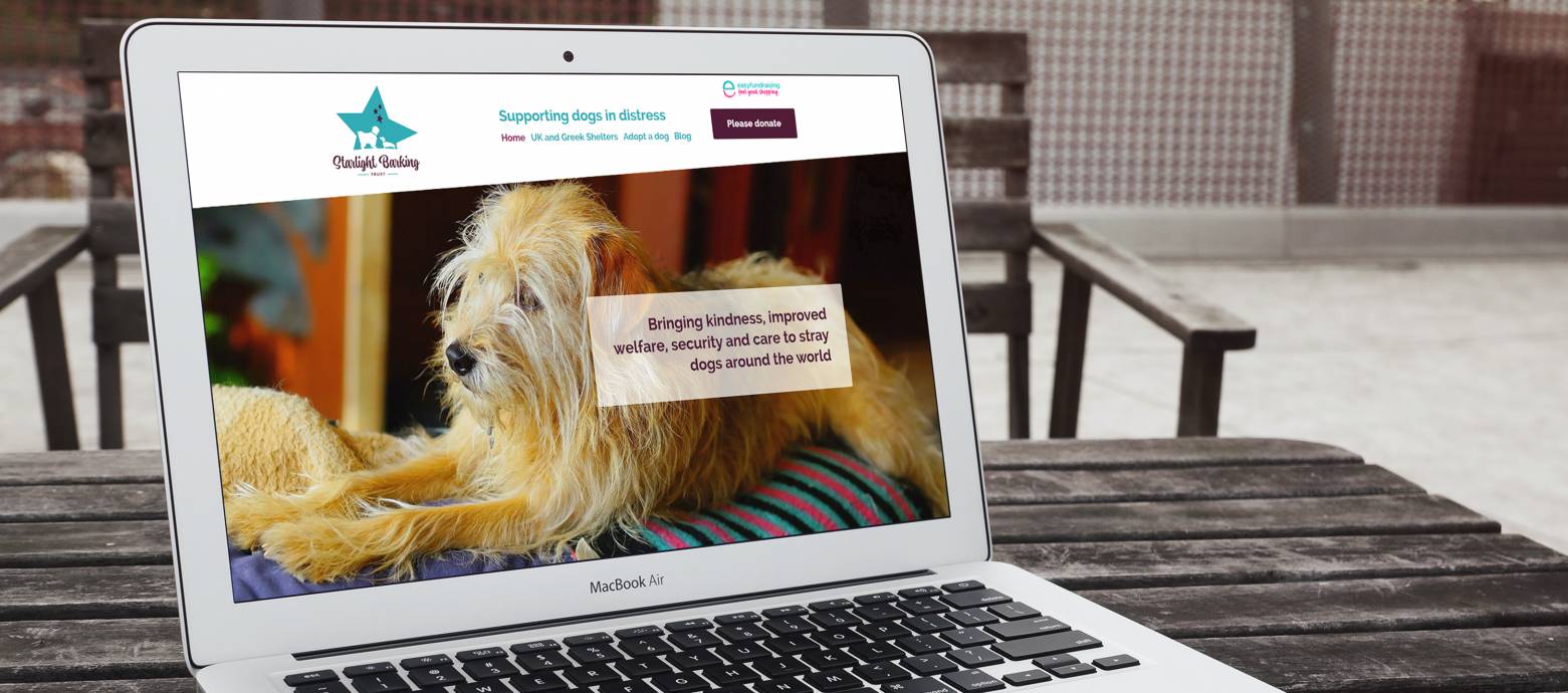 Starlight Barking - bespoke WordPress webside and branding for a dog rescue charity close to our hearts!