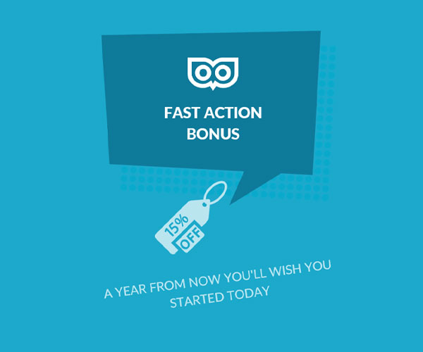 Fast action bonus - 15% off (not free but a great discount)