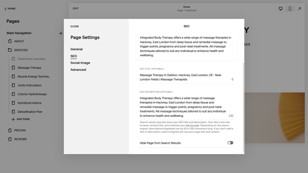 Edit individual pages SEO titles and descriptions go to Pages