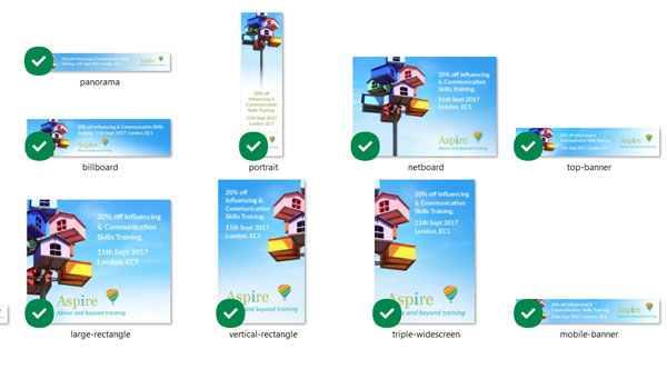 Different sizes for remarketing ads