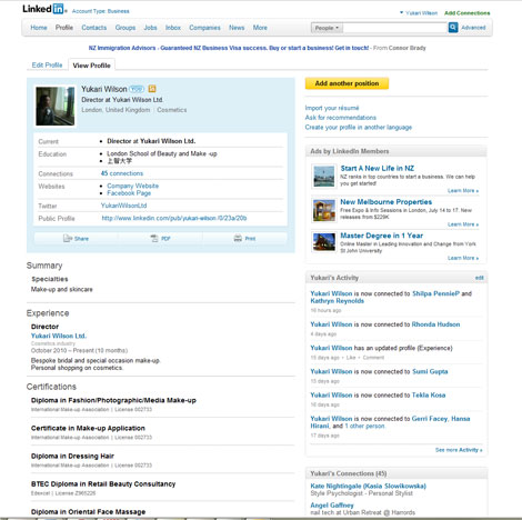 Yukari Wilson - LinkedIn profile - before