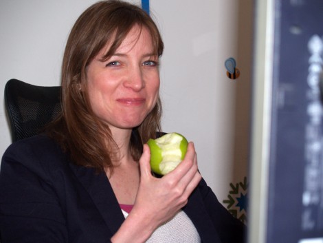 Happy Keren with her apple