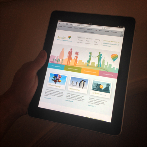 Aspire Leadership website - on an Ipad
