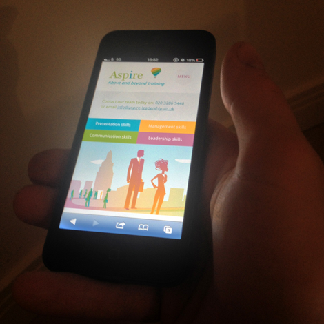 Aspire Leadership website - on an Iphone