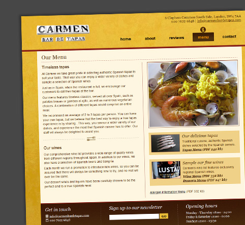 Carmen Bar de Tapas - Menu page