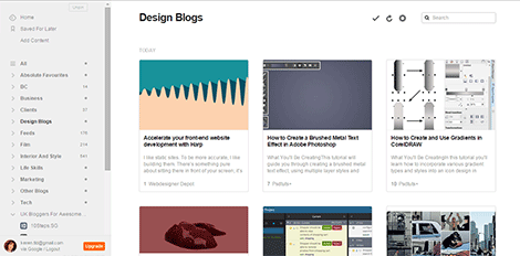 Feedly - subscribe to and collect blogs, easily view a list of post headlines, decide what to share