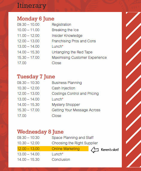 The Itinerary for the 3 days at Business Boot Camp The Itinerary for the 3 days at Business Boot Camp