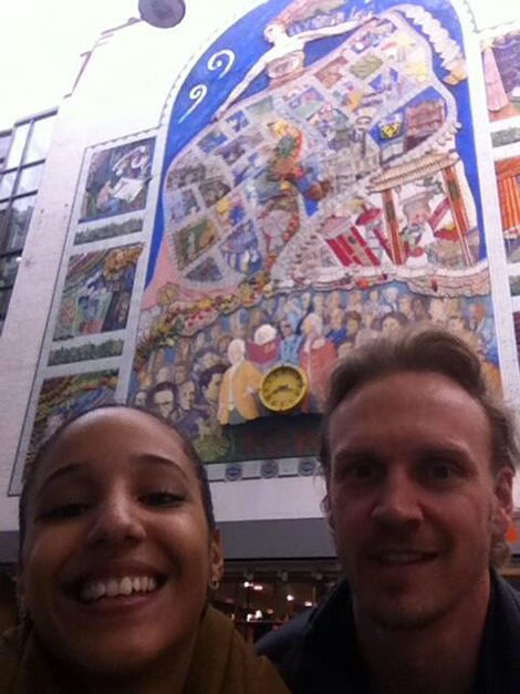 Nichaela and Anders in front of the Carnaby Street Mural