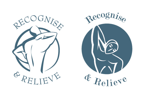 Recognise & Relieve logo designs 1 and 2 Recognise & Relieve logo designs 1 and 2