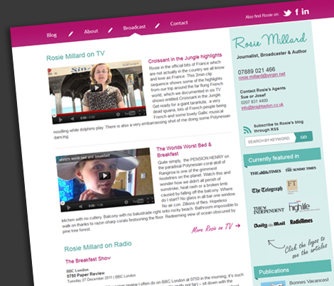 Rosie Millards Broadcast page