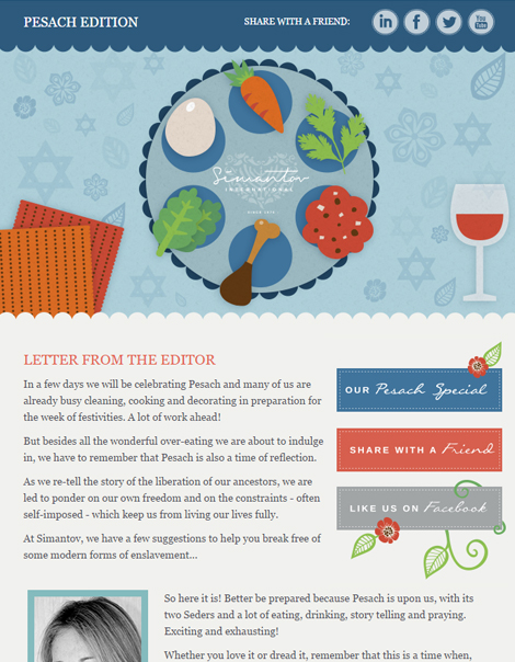 Simantov newsletter - Pesach - header