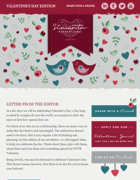 Simantov newsletter - Valentine's Day - header