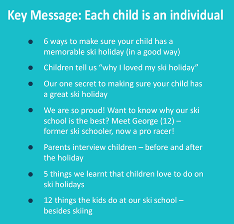 Snowbizz headlines - each child is an individual