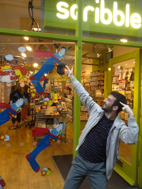 Super Kevin in front of Scribbler