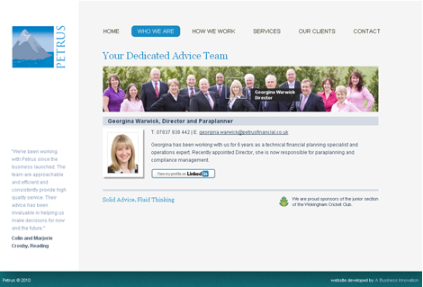 Petrus Financial team page Petrus Financial team page