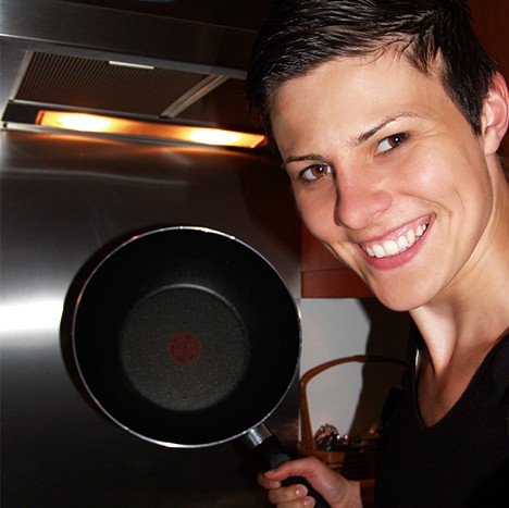 Diana making our lunch at Top Left Design